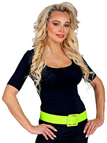NET TOYS Breiter Taillengürtel mit Schnalle im 80er Jahre Look - Neongelb - Originelles Damen-Accessoire Eleganter Retro Hüftgürtel für Frauen - Bestens geeignet für 80er-Party & Mottoparty