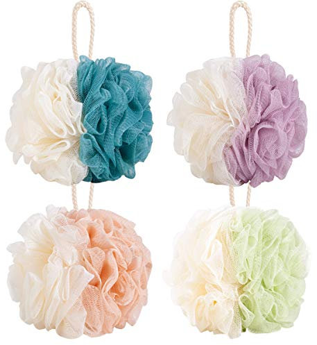 Aquior Badeschwamm, Duschschwamm, Luffa-Bälle,60 g/Stück, extra großes Netz-Pouf, leicht schäumend, Körperpeeling für große volle Schaum-Reinigung