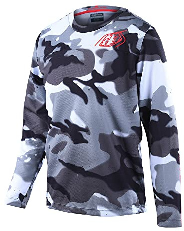 Troy Lee Designs Cycling MTB Bicycle Mountain Bike Jersey Shirt for Girls & Boys, Youth Flowline LS (White, Medium)