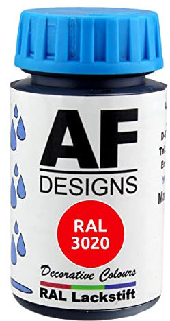 Alex Flittner Designs pennarello RAL 3020 ROSSO TRAFFICO satinato 50ml per legno, metallo, mobili, bagno, vernice per ritocchi e riparazioni