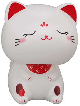 Gato de la Suerte Que Asiente con la Cabeza, Mini Gato de la Suerte con Energía Solar, Restaurantes, Salpicadero de Coche, Decoración Feng Shui para la Suerte de la Felicidad de (Rostro)