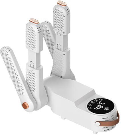 KPLFI Boot Dryer 55°C-60°C Boot Heater Electric Uv Shoe Glove Portability Dryer 150W Dry Sure Boot Dryer Multifunctional Boot Buddy 360° Heat Dissipation Telescopic Stand UK Plugs (White -4 bracket)