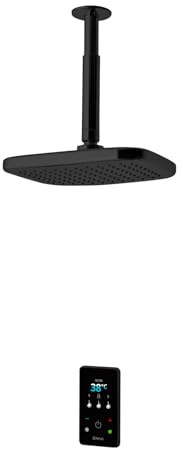 Triton ENVI® | Thermostatic Electric Shower | 9 kW | Fixed Head | Smart Shower | Digital Shower | with Showerhead & Anti Twist Hose | Black | Rainfall Showerhead