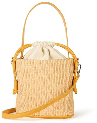 The Drop Beuteltasche für Damen, Dallas, Gelb/Naturfarbenes Stroh, Einheitsgröße
