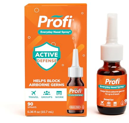 Profi™ Everyday Nasal Spray - Helps Defend Against Airborne Germs, Lasts Up to 8 Hours, Advanced Nasal Spray for Air Travel, Work, Conferences & Indoor Gatherings - 90 Sprays, 0.36 FL OZ