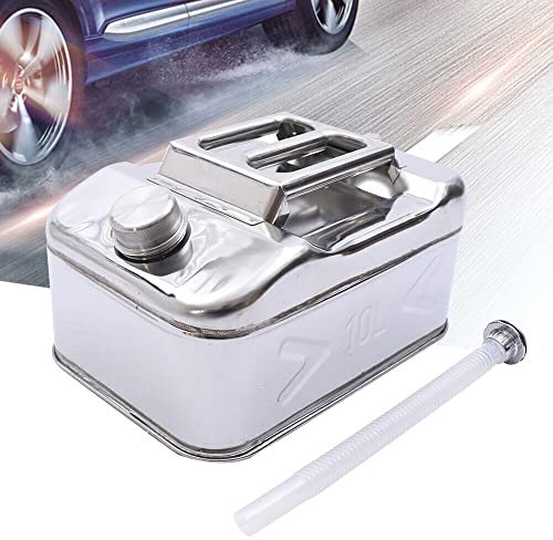 Treeisland Jerrican à essence en acier inoxydable 10 l avec tuyau pour le transport à distance