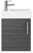 Balterley Mueble de tocador con lavabo colgado en la pared, puerta individual, cierre suave con fregadero rectangular y asa, mueble de baño con lavabo, armario para lavabo de baño, 405 x 222 x 520 mm