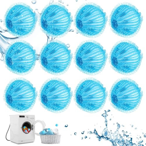 VMUTGA 12 Stücke Tierhaarentferner Waschmaschine, Waschmaschine Flusenball, Katzenhaarentferner, Hundehaare Entfernen, Trocknerbälle für Entfernt Tierhaare, Flusen und Fussel (Dunkelblau)