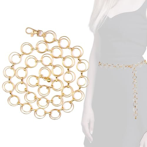 Taillenkette aus Metall für Damen, Damen Gürtel Gold Einstellbar, Mode Taillengürtel Metall Kettengürtel, taillenkette Frauen Metall Kettengürtel, Modischer Kettengürtel Für Kleider Jeans