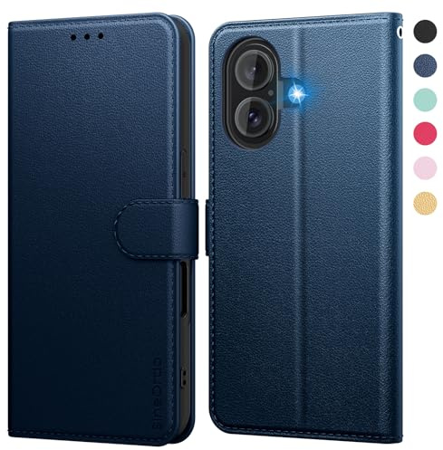 SineOrdoFunda Compatible con iPhone 16 Carcasa, Libro iPhone 16 Funda con Tapa Piel Suave Cuero Tarjetero Flip Wallet Móvil Case Azul