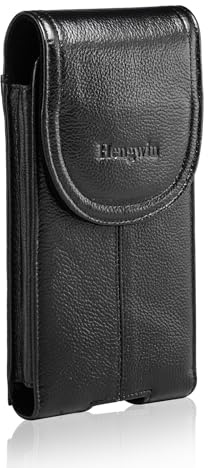Hengwin äkta läder Herrtelefonhölster Mobiltelefonbältesväska för Samsung Galaxy S25 S24 S23 S22 Ultra/för iPhone 16 Plus 16 ProMax 15 Pro Max 15 Plus 14 13 12Pro Max Bältesväska Midjeväska (svart)