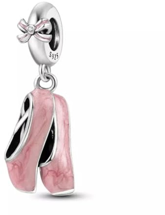 Ciondolo a forma di scarpette da ballo, in vero argento Sterling 925, compatibile con braccialetti Pandora