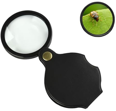 Lupa de Bolsillo, Joyería Antigüedades Lente Sellos Relojero - Lupa de Bolsillo de Gran Aumento Portatil, lupa para diamantes, Lupa de Lectura Plegable, Lupa de Joyero Cristal de 50 mm