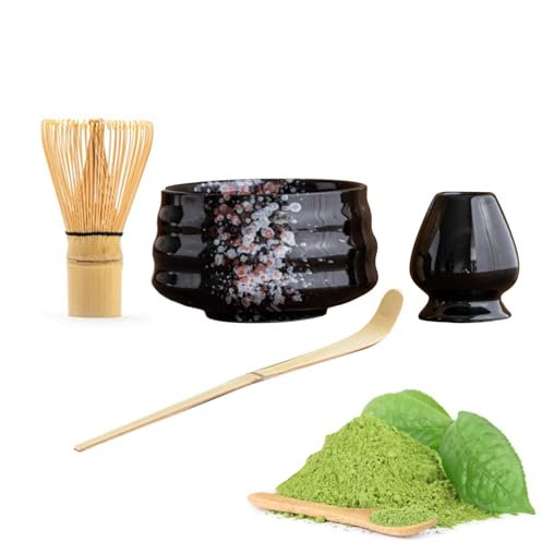 Japansk matchvisp – härlig matcha-visp och skopa set | sömlöst naturligt och säkert tesats | Matcha kit professionellt för hem, fältkök, matsal, familj och vänner