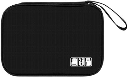 Tunejoy Bolsa de Cable de Viajes Estuche para Electrónicos Accesorios Portátil Bolsa Organizador Cables Impermeable para USB Disco Flash Cargador 24x16,5x1,8 cm Negro