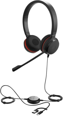 Jabra Evolve 20 SE Casque stéréo certifié Communication unifiée pour téléphone Portable VoIP avec Suppression Passive du Bruit – USB-C/A – Noir UC