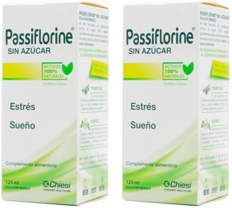 Chiesi Passiflorine Sin Azúcar, Ayuda a Afrontar el Estrés y el Sueño Perturbado, Con Pasiflora y Espino, Ingredientes Activos 100% Natural, Sin Sensación de Somnoliencia, Solución Bebible, 125 ml