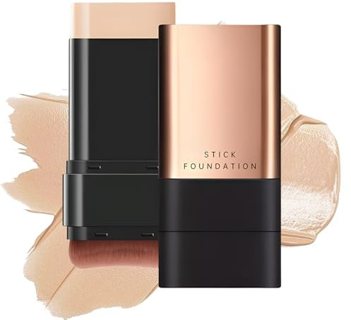Foundation Stick Full Coverage Foundation Stick Built-In Brush Exquisite Double-Head Design Instantly Balance & Even Complexion Natural Color for Medium Skin Tones