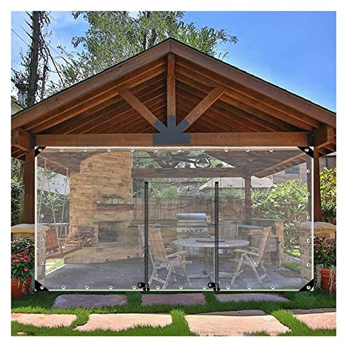 Transparente wasserdichte Planen-Seitenteile mit Reißverschluss-Tür, robuste PVC-Vinyl-Vorhänge für Pergola, Terrasse, Veranda, Carport, 230 x 200 cm, mit Ösen