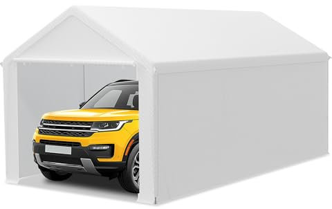 LILIIN Garage de tente 3 x 6 m résistant à l'hiver avec toit en polyéthylène (170 g/m²), pour voiture, SUV et camion, auvent de garage résistant aux UV, tente de stockage et tente de pâturage, parois