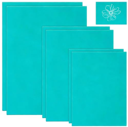 6 PCS Soft Rubber Lino Sheets, Double Sided Lino Printing Plates Set, Green Linocut Plate for Printmaking, Carving, Stamps, Artists and DIY Craft Projects (2A4+2A5+2A6)