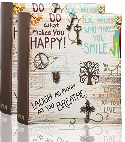 2 x Travel/Holiday Destinations/Memory Photo/Picture Album with Memo Writing Area and Decorative Vintage/Text Design on Front to Fit 200 6 X 4'' / 15 x 10 cm Photos (Inspirational slogans Text)