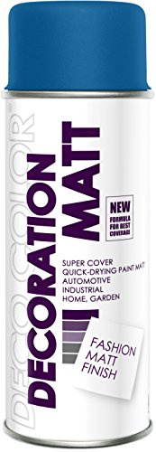 DECO COLOR Lackspray Matt nach RAL in 400ml zur Lackierung von Auto Stahl Aluminium Beton Holz (1 Dosen in signalblau matt RAL 5005)