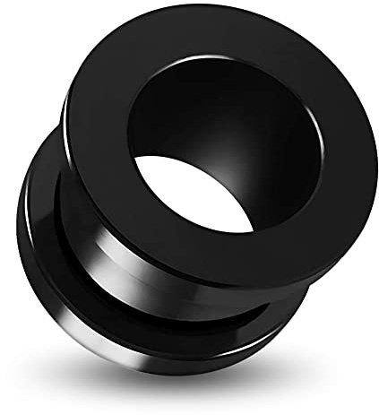 22mm Black Acylic Flesh Tunnel- Externally Threaded Screw Fit Gauge - Ear Stretchers- Acrylic Plugs and Tunnels - Sold by Piece