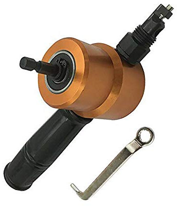 Roditrice per lamiera, Roditrice a doppia testa, Attacco per trapano regolabile a 360 gradi con chiave inglese per la riparazione e la manutenzione (d'oro)