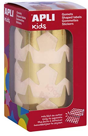 APLI Kids 17866 - Rollo gomets con forma de estrellas metalizadas de 33 mm, de color oro