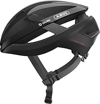 ABUS Rennradhelm Viantor Quin - Smarter Fahrradhelm mit Crash-Erkennung und SOS-Alarm-System - für Damen und Herren - Schwarz Matt, Größe L