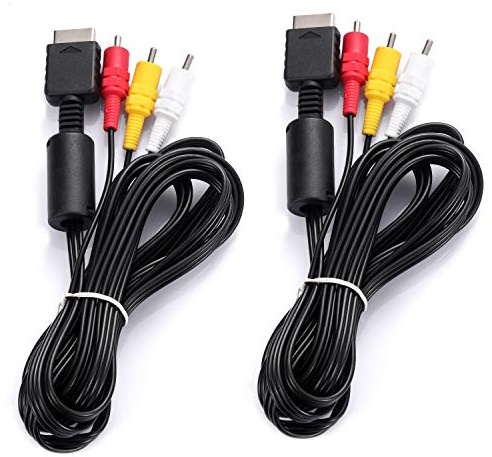 Young4us 2 Pack Audio Video RCA Cables for PS3 PS2 PS1 Playstation, Game Console Component Connection Accessories AV Cable (8.2ft/2.5m)