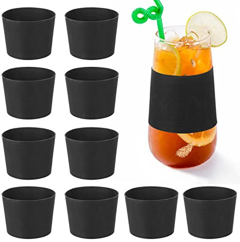 10 stücke Kaffeebecher Sleeve, Glasflasche Becher Becher Hitzebeständige Hülse, Silikon rutschfeste Kaffeetassenhülse beständig wiederverwendbar