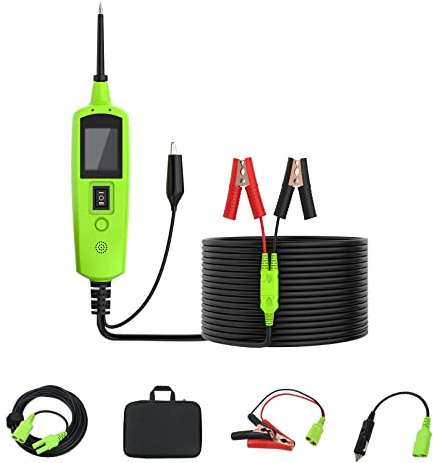 Power Circuit Probe Tester 12V/24V, Car Electrical Power System Diagnostic Tool with Built-in Flashligh, Voltage Tester with 10M Cable for RV Truck SUV