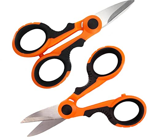 Jzhen Lot de 2 ciseaux de pêche, lames affûtées en acier inoxydable pour utilisation robuste et poignée en caoutchouc souple