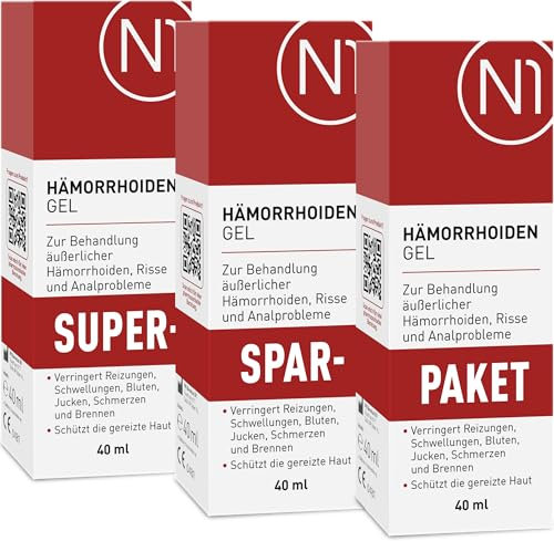 N1 Hämorrhoiden Gel 120 ml - SUPER-SPAR-PAKET - Medizinprodukt gegen Brennen, Schmerzen, Blutungen & Juckreiz - entzündungshemmende Hämorrhoiden Salbe & bei Analfissuren – Hämorrhoidensalbe