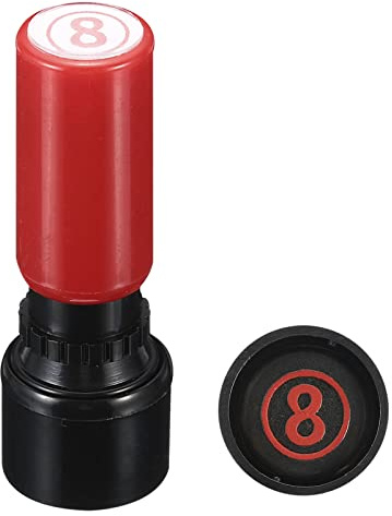 PATIKIL Number Stamps Self Inking, Numeral 8 7mm Number Ink Stamp with Circle Teacher Initial Stamper for Class Notebook Scrapbooking DIY Craft, Red Shell