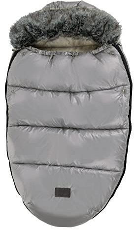 My junior® Lunar Fußsack | kuscheliger Fleece-Innenstoff | inkl. Gurtschlitze für Kinderwagen und Buggy mit 5-Punkt-Gurtsystem - Misty Grey