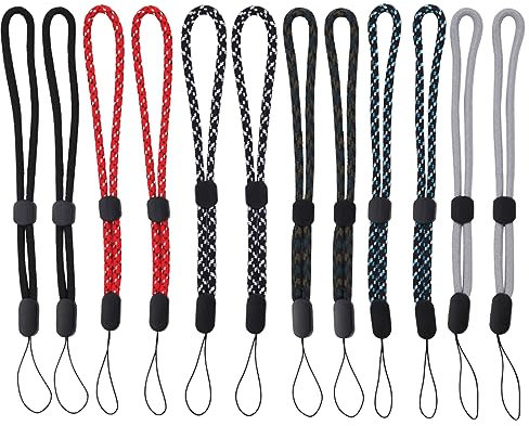 12 PCS Cordón de correa de muñeca de mano, correas de muñeca de nailon ajustables Correas de muñeca de mano coloridas,Cordón con correa para teléfono móvil Camara Teclas Memoria USB Cartera Mp3 Mp4