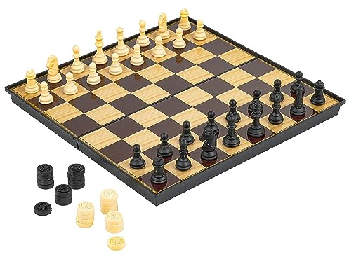 Baroni Toys Scacchi Gioco da Tavolo, Scacchiera Magnetica Pieghevole e Portatile con Custodia, Gioco di Dama, Gioco da Tavolo per Principianti e Professionisti Adulti e Bambini, 31x31 cm