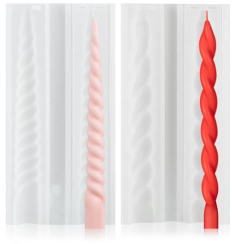 Kerzenform 3D,Forreen 2PCS Silikonform zum Gießen Lang Spiral Kerzen Gießen Formen DIY Kreativ Stumpenkerzen Formen für Herstellung Kerzen, Duftkerze Handwerk