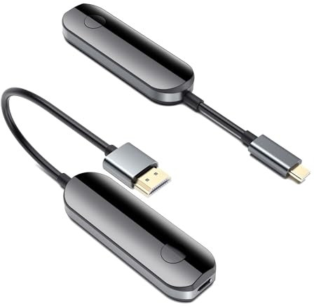 iShare Pro - Kit trasmettitore e ricevitore HDMI wireless 2K, Screaming Netflix, Amazon Video a TV, sincronizzazione video HD e audio, adattatore wireless USB C HDMI per iPhone 15, iPad Pro, MacBook