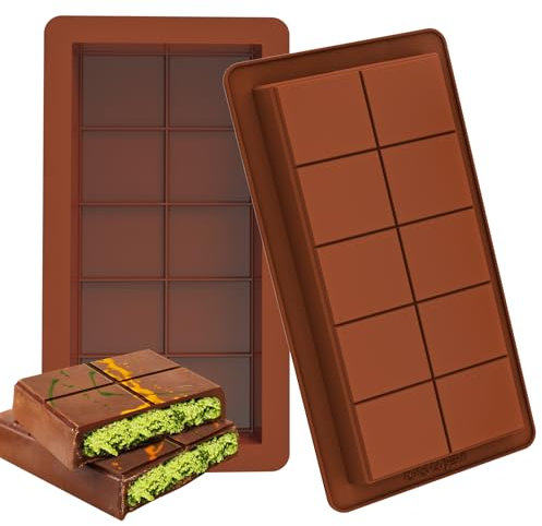 Kamehame Molde Turron Molde Silicona Chocolate Dubai, 2 Piezas Molde Tableta Chocolate, Molde Para Barra De Chocolate De Dubái, Molde De Chocolate Dubai Con 10 Cavidades