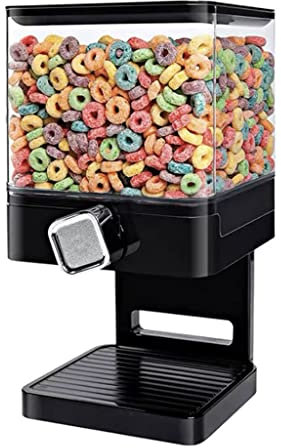 WOTZOV Dispensador de Cereales y Recipiente de Almacenamiento, contenedor de Alimentos Secos de 3,7 l/7,4 l para encimera de Cocina, para bocadillos de Mesa, Frutos Secos y dulc,Negro 3,7L