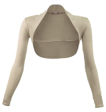 Glamexx24 Bolero para Mujer de Manga Larga, Elegante Chaqueta de Hombro, Chaqueta Corta, Cárdigan con Encogimiento, Cárdigan Ligero para Vestido para Fiestas