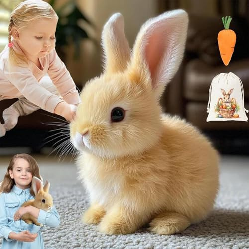 ViCUULY Bunby - Mon Lapin en Peluche Réaliste, Jouet De Lapin Réaliste De Pâques Fait à La Main Pouvant Sauter, Trembler Et Secouer Les Oreilles pour Les Enfants (Brown)