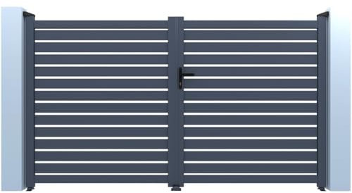 Habitat et Jardin Portal aus Aluminium, halbdurchbrochen, 340 x 180 cm, Grau