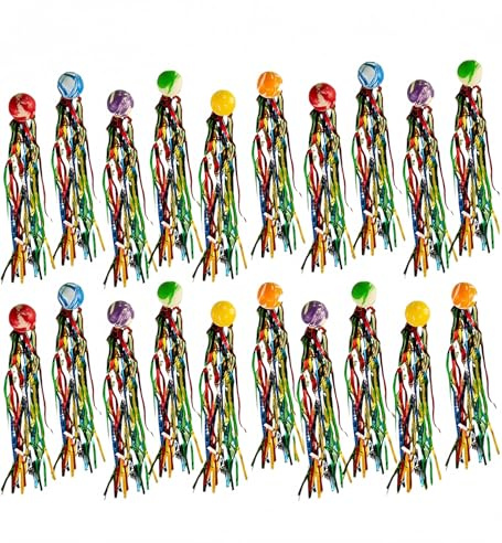 Heyumybit 20 Pièces Balles Rebondissantes Enfant avec Queue Colorée,Caoutchouc Rebondissantes Balles pour Filles Garçons Fête d'anniversaire Jouets