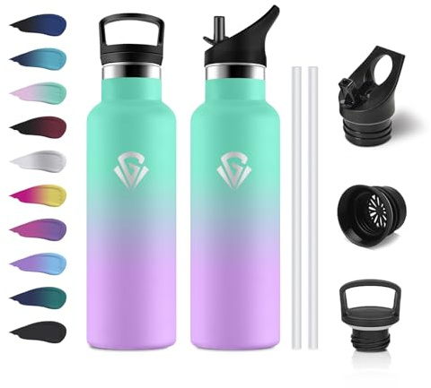 Botella Niños 500ml, Botella Termo de Acero Inoxidable con Doble Pared, Cantimplora sin BPA, a Prueba de Fugas, Cantimplora Reutilizable para Niños y Adultos, Deporte, Escuela, Deporte, Yoga