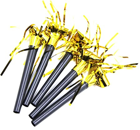 Toddmomy 20 piezas Silbatos de Fiesta con Borlas Doradas Juguetes Ruidosos Infantiles de Plástico para Cumpleaños Accesorios Divertidos para Animar y Niñas